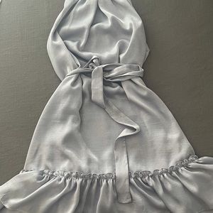 Ice Blue satin dress. Suuper cute & only worn once! Ties at the waist